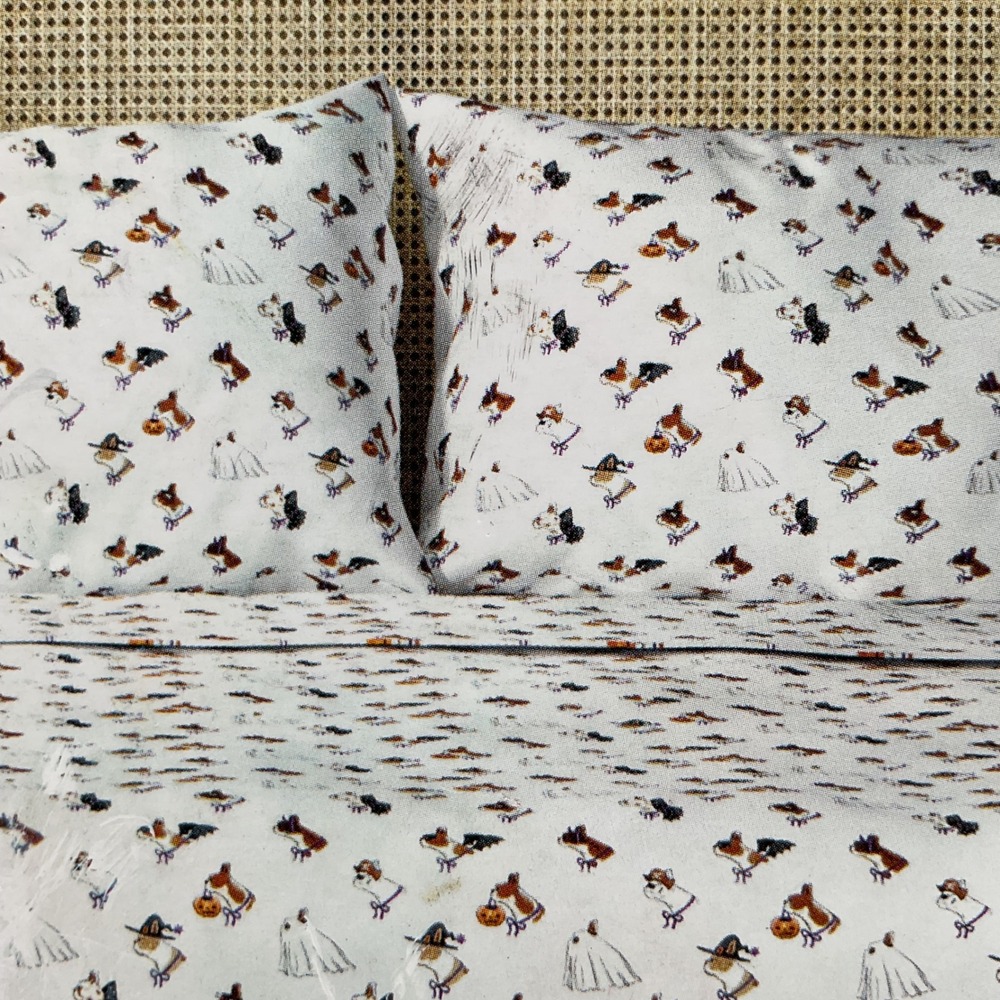 Cath Kidston London Spooky Dogs Halloween Full Sheet Set 100% Cotton 4pc New